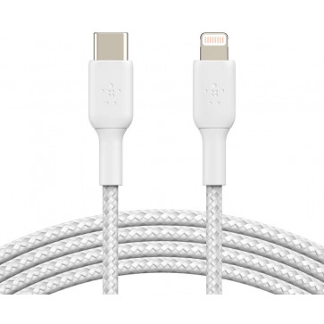Belkin Lightning auf USB-C Kabel, ummantelt, 2m, weiss