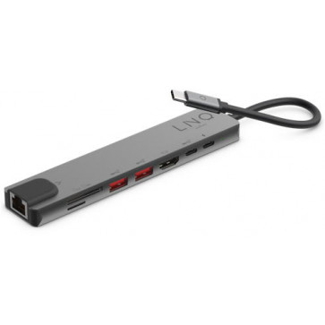 Linq USB-C Multiport Hub, 8in1 Pro, Schwarz/Grau