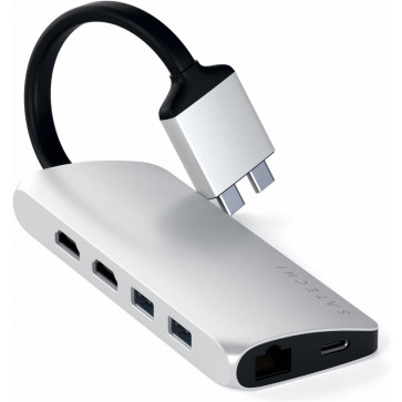 Satechi USB-C Dual Multimedia Adapter, silber