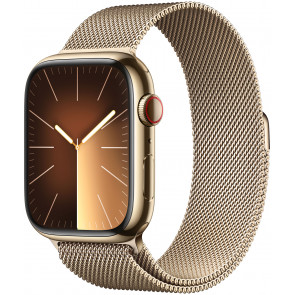 Apple Watch S9 GPS+Cell, 45mm Edelstahl Gold, Milanaise Loop Gold