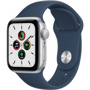 REFURBISHED: Apple Watch SE GPS, 40mm Alu Silber, Sportarmband Abyssblau
