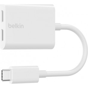 Belkin RockStar Audio und USB-C-Ladeadapter, Weiss