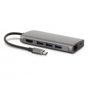 DEMO: USB-C mini Dock, HDMI, 3x USB, Ethernet, SD, spacegrau, LMP
