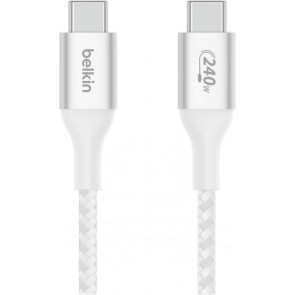 USB-C auf USB-C Ladekabel bis 240W, ummantelt, 1m, weiss, Belkin