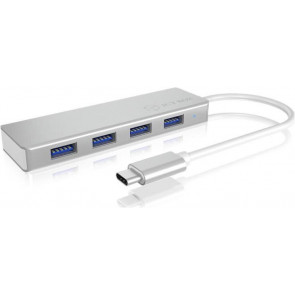 ICY BOX USB-C 4 Port Hub, Silber
